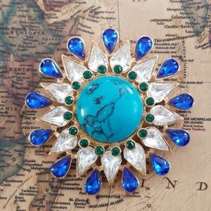 Vintage Peacock Sunburst Brooch